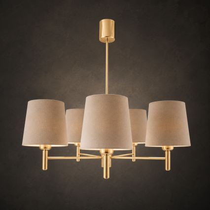 Brilagi - Φωτιστικό οροφής σε ράβδο MONTE 5xE27/60W/230V μπεζ/χρυσό