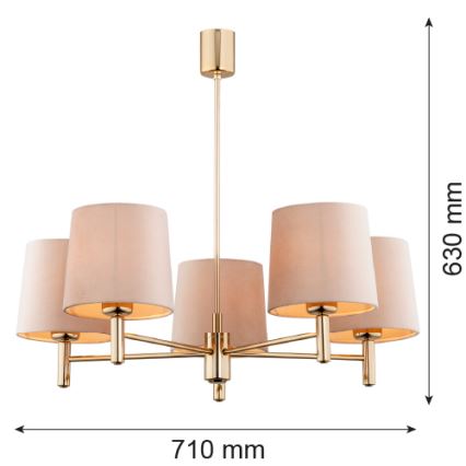 Brilagi - Φωτιστικό οροφής σε ράβδο MONTE 5xE27/60W/230V μπεζ/χρυσό