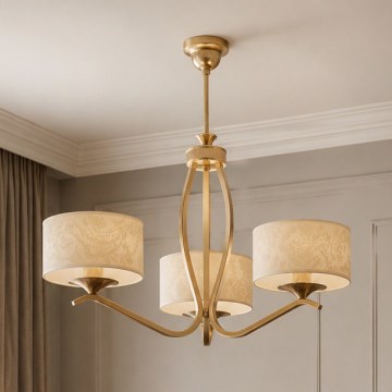 Brilagi - Φωτιστικό οροφής σε ράβδο SAPHIRE 3xE27/15W/230V Ø 66 cm εκρού/χρυσό/πατίνα