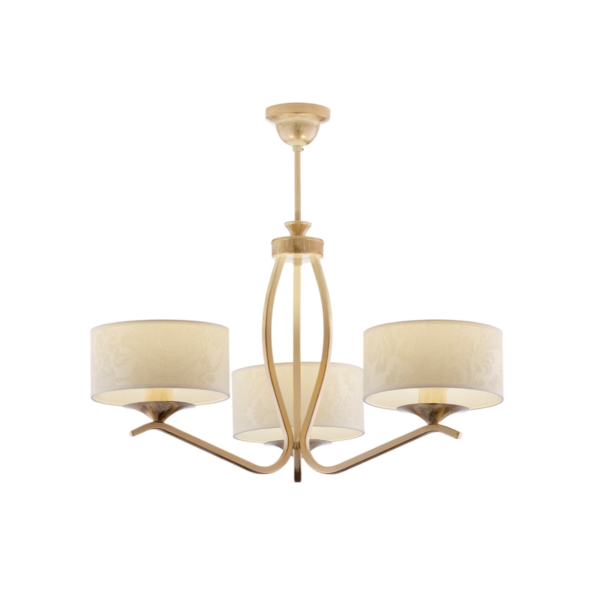 Brilagi - Φωτιστικό οροφής σε ράβδο SAPHIRE 3xE27/15W/230V Ø 66 cm εκρού/χρυσό/πατίνα