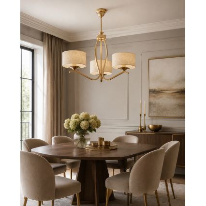 Brilagi - Φωτιστικό οροφής σε ράβδο SAPHIRE 3xE27/15W/230V Ø 66 cm εκρού/χρυσό/πατίνα