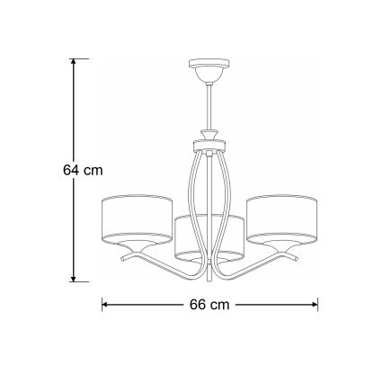 Brilagi - Φωτιστικό οροφής σε ράβδο SAPHIRE 3xE27/15W/230V Ø 66 cm εκρού/χρυσό/πατίνα