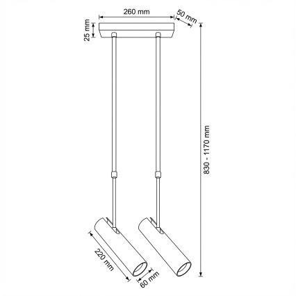 Brilagi - Φωτιστικό οροφής σε ράβδο SELE 2xGU10/30W/230V μαύρο