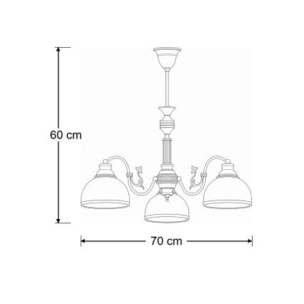 Brilagi - Φωτιστικό οροφής σε ράβδο TAURUS 3xE27/15W/230V, διάμ. 70 cm, μπρονζέ