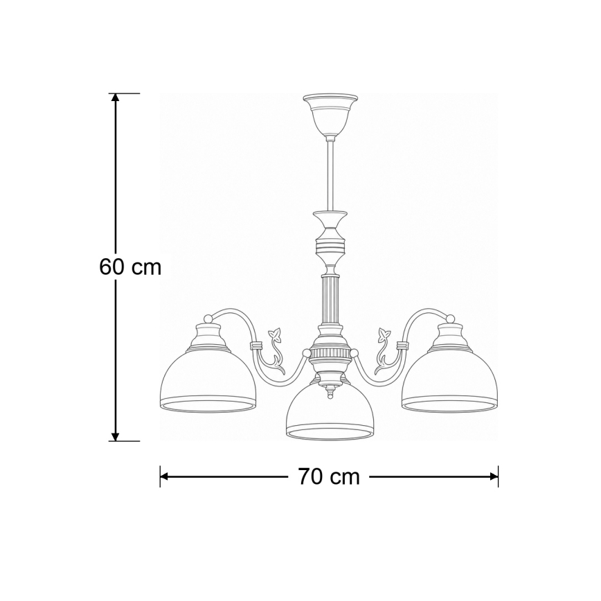 Brilagi - Φωτιστικό οροφής σε ράβδο TAURUS 3xE27/15W/230V, διάμ. 70 cm, μπρονζέ
