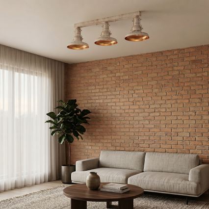 Brilagi - Φωτιστικό οροφής PYRONIC 3xE27/40W/230V κρεμ/πατίνα