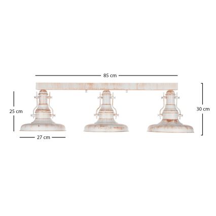 Brilagi - Φωτιστικό οροφής PYRONIC 3xE27/40W/230V κρεμ/πατίνα