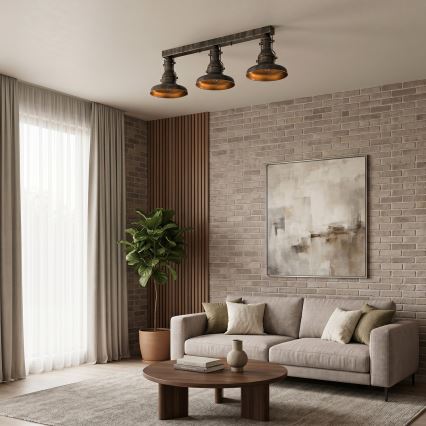 Brilagi - Φωτιστικό οροφής PYRONIC 3xE27/40W/230V μπρονζέ/πατίνα