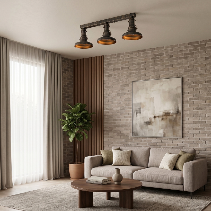 Brilagi - Φωτιστικό οροφής PYRONIC 3xE27/40W/230V μπρονζέ/πατίνα