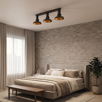 Brilagi - Φωτιστικό οροφής PYRONIC 3xE27/40W/230V μπρονζέ/πατίνα