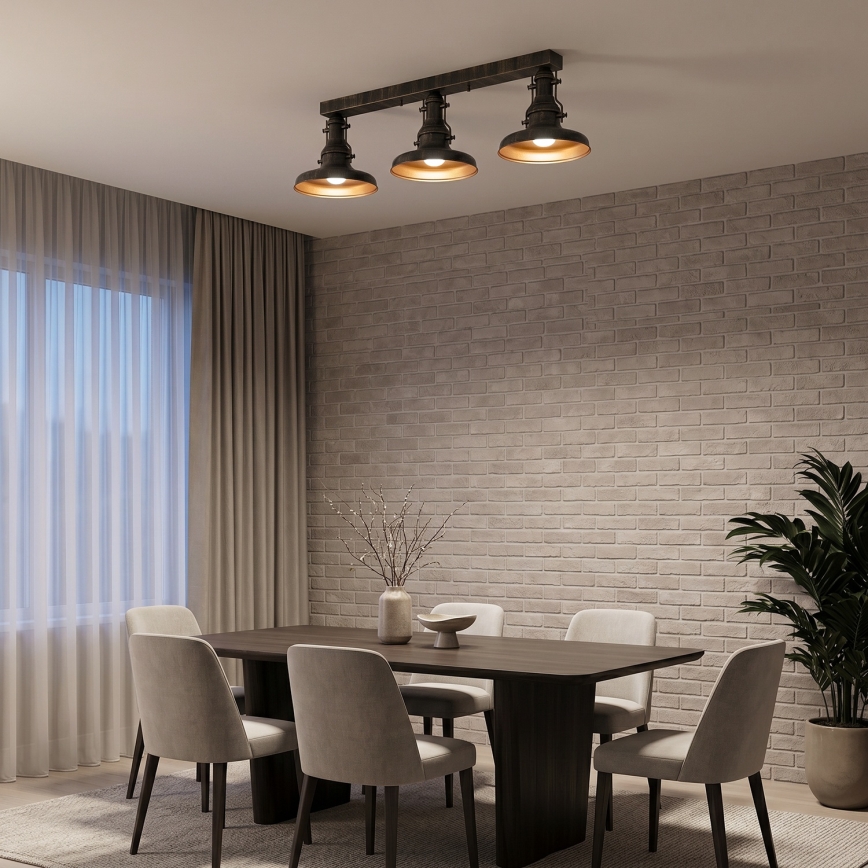 Brilagi - Φωτιστικό οροφής PYRONIC 3xE27/40W/230V μπρονζέ/πατίνα