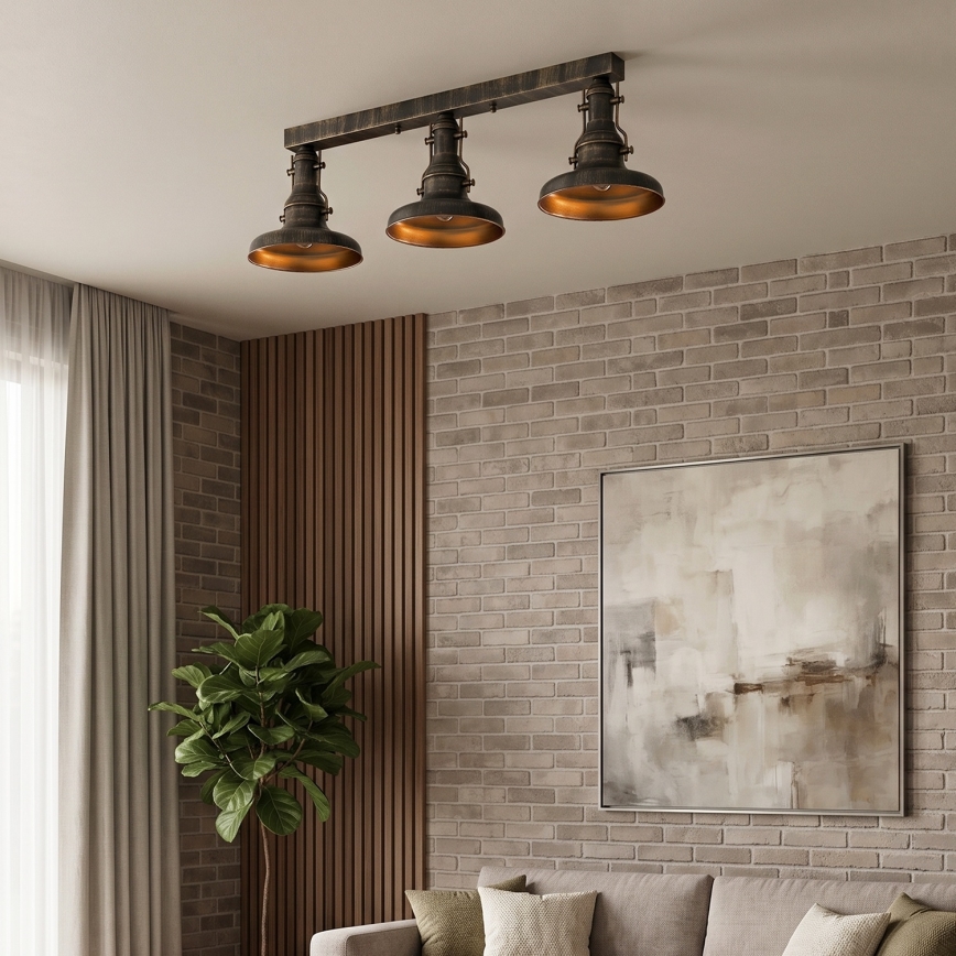 Brilagi - Φωτιστικό οροφής PYRONIC 3xE27/40W/230V μπρονζέ/πατίνα