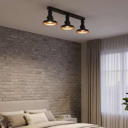 Brilagi - Φωτιστικό οροφής PYRONIC 3xE27/40W/230V μπρονζέ/πατίνα