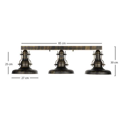 Brilagi - Φωτιστικό οροφής PYRONIC 3xE27/40W/230V μπρονζέ/πατίνα