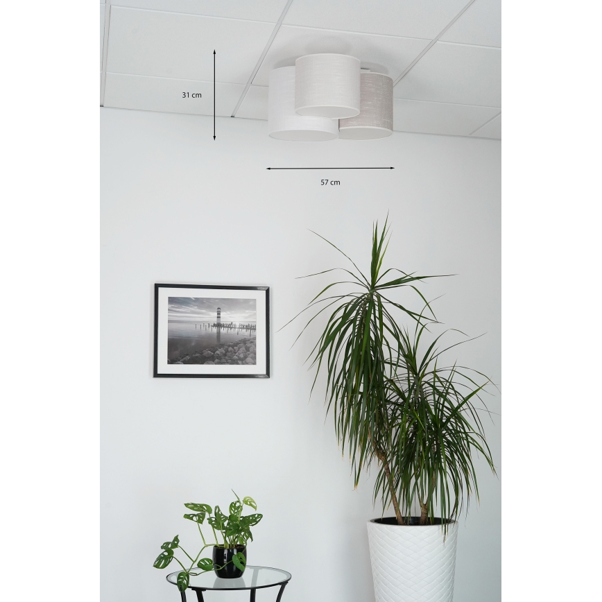 Brilagi - Φωτιστικό οροφής SNAKE 3xE27/15W/230V 50x57 cm γκρι/κρεμ