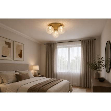Brilagi - Φωτιστικό οροφής STELLA 3xE27/60W/230V Ø 35 cm μπεζ/χρυσό