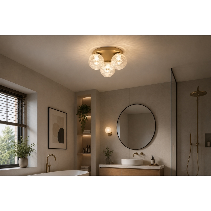 Brilagi - Φωτιστικό οροφής STELLA 3xE27/60W/230V Ø 35 cm μπεζ/χρυσό