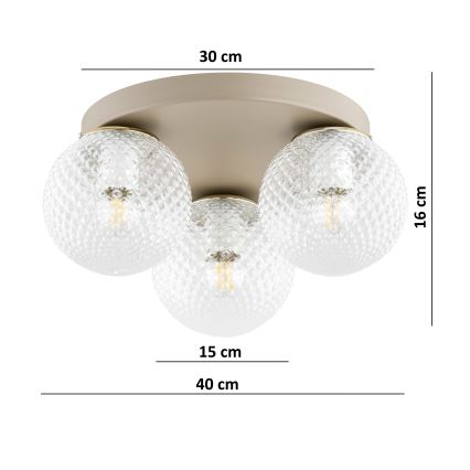 Brilagi - Φωτιστικό οροφής STELLA 3xE27/60W/230V Ø 35 cm μπεζ/χρυσό
