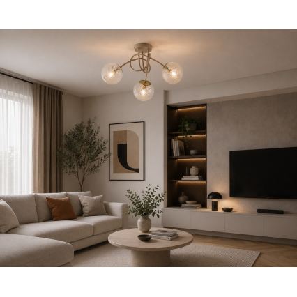 Brilagi - Φωτιστικό οροφής STELLA 3xE27/60W/230V μπεζ/χρυσό