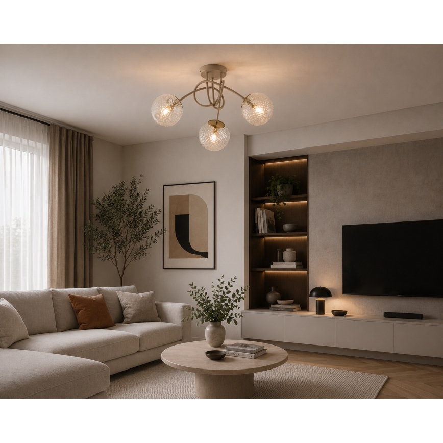 Brilagi - Φωτιστικό οροφής STELLA 3xE27/60W/230V μπεζ/χρυσό