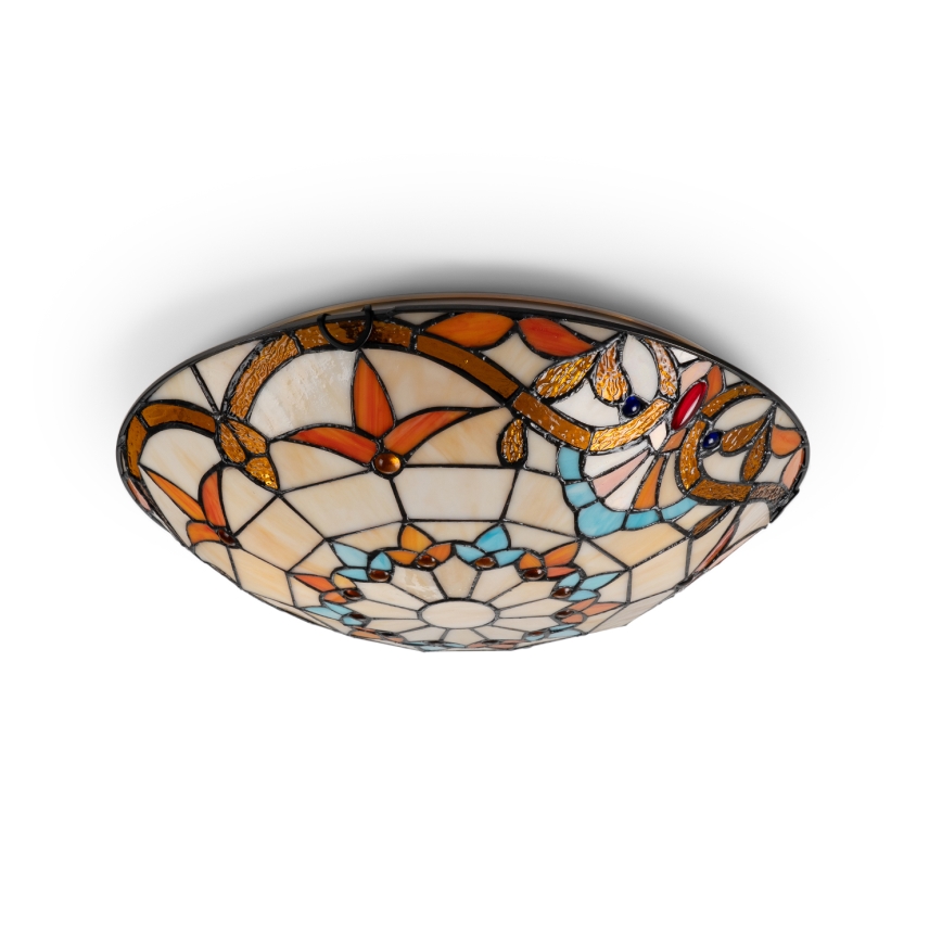 Brilagi - Φωτιστικό οροφής Tiffany MIRABELLA με βιτρό, 2xE27/60W/230V, Ø 40 cm
