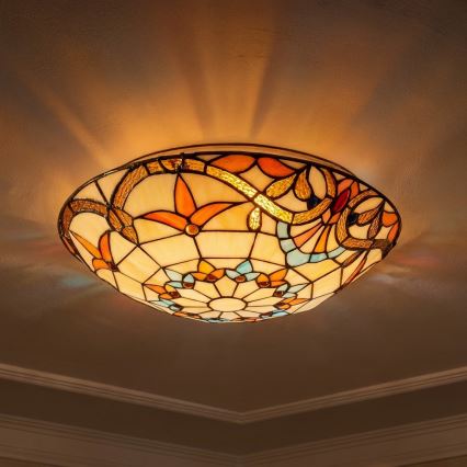Brilagi - Φωτιστικό οροφής Tiffany MIRABELLA με βιτρό, 2xE27/60W/230V, Ø 40 cm