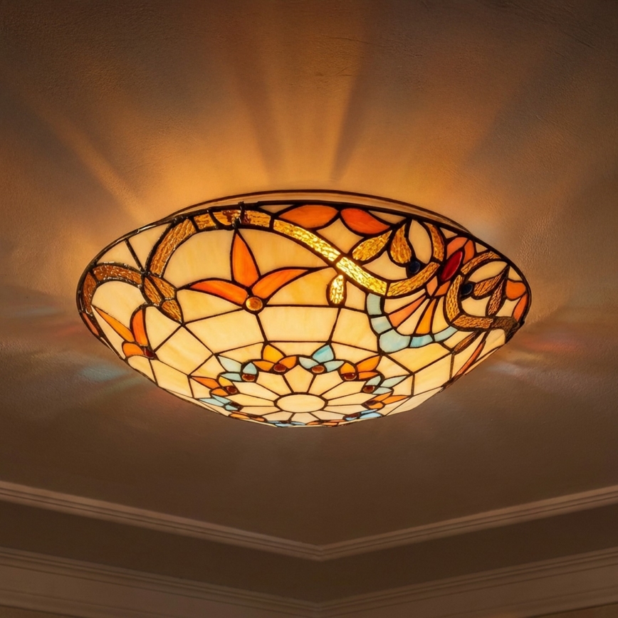 Brilagi - Φωτιστικό οροφής Tiffany MIRABELLA με βιτρό, 2xE27/60W/230V, Ø 40 cm