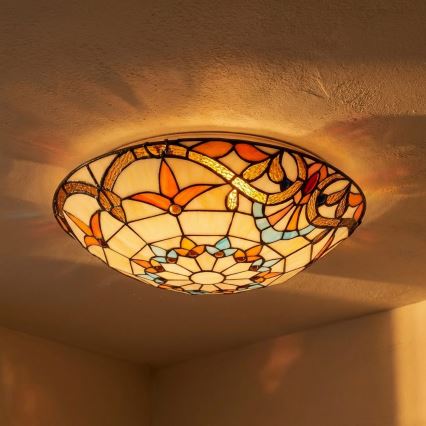 Brilagi - Φωτιστικό οροφής Tiffany MIRABELLA με βιτρό, 2xE27/60W/230V, Ø 40 cm