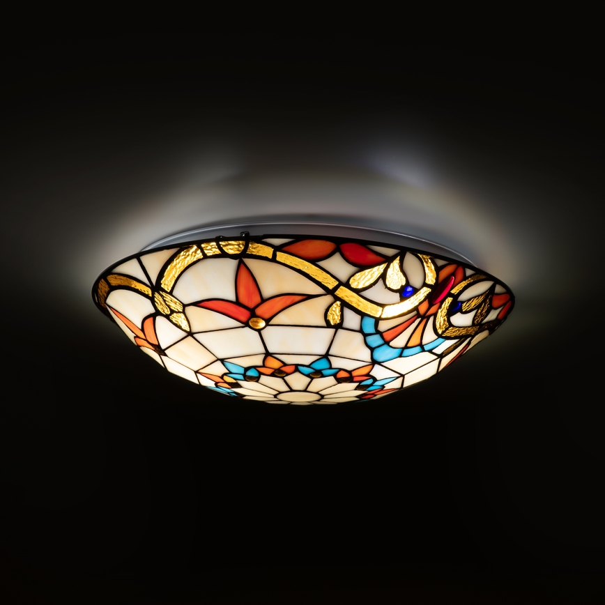 Brilagi - Φωτιστικό οροφής Tiffany MIRABELLA με βιτρό, 2xE27/60W/230V, Ø 40 cm