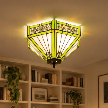 BRILAGI - Φωτιστικό οροφής Tiffany βιτρώ EMERALD 2xE27/60W/230V Ø 40 cm