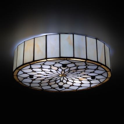 Brilagi - Φωτιστικό οροφής Tiffany βιτρώ IVORY 3xE27/60W/230V διάμ. 40 cm