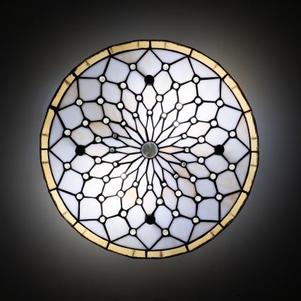 Brilagi - Φωτιστικό οροφής Tiffany βιτρώ IVORY 3xE27/60W/230V διάμ. 40 cm