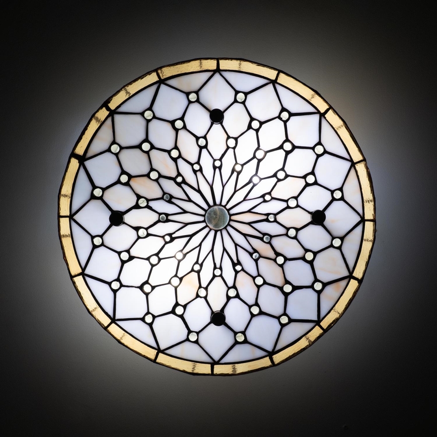 Brilagi - Φωτιστικό οροφής Tiffany βιτρώ IVORY 3xE27/60W/230V διάμ. 40 cm