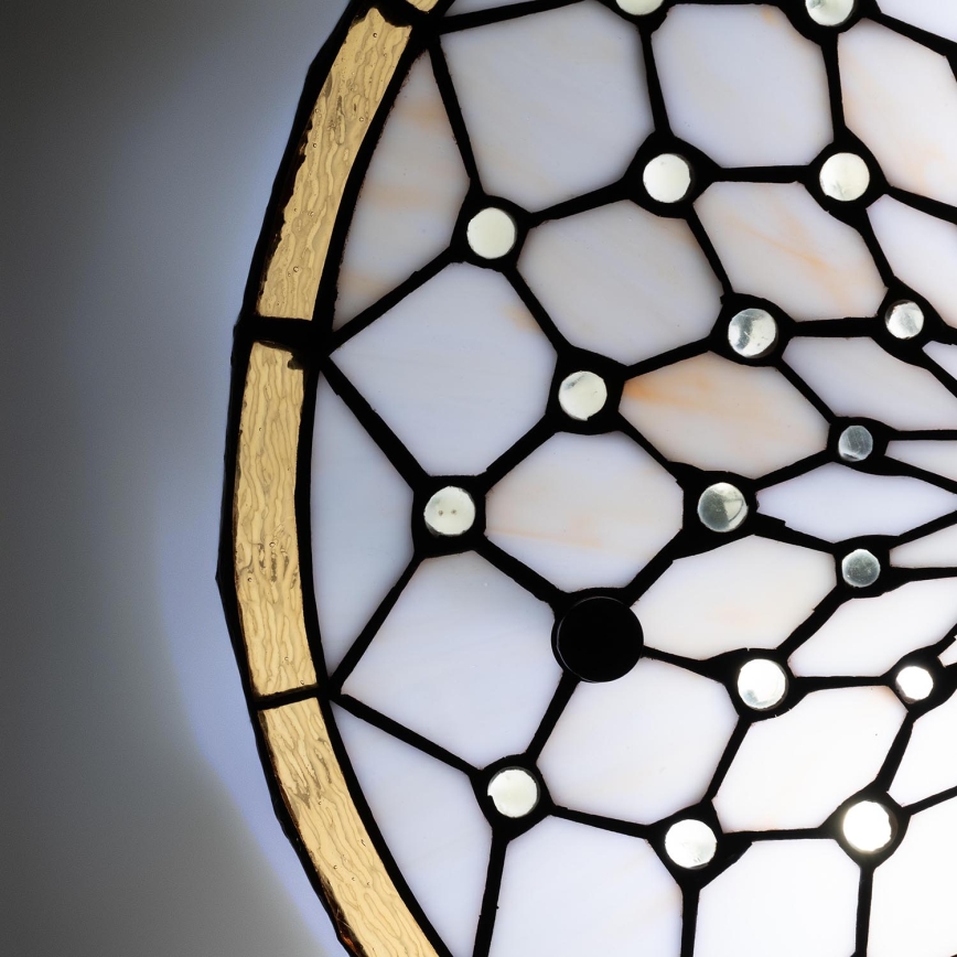 Brilagi - Φωτιστικό οροφής Tiffany βιτρώ IVORY 3xE27/60W/230V διάμ. 40 cm