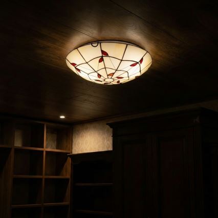 Brilagi - Φωτιστικό οροφής Tiffany με βιτρώ FOLIA 2xE27/60W/230V Ø 40 cm
