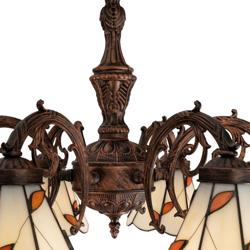 Brilagi - Φωτιστικό οροφής Tiffany με βιτρώ FOLIA, 6xE27/60W/230V, διάμ. 60 εκ.