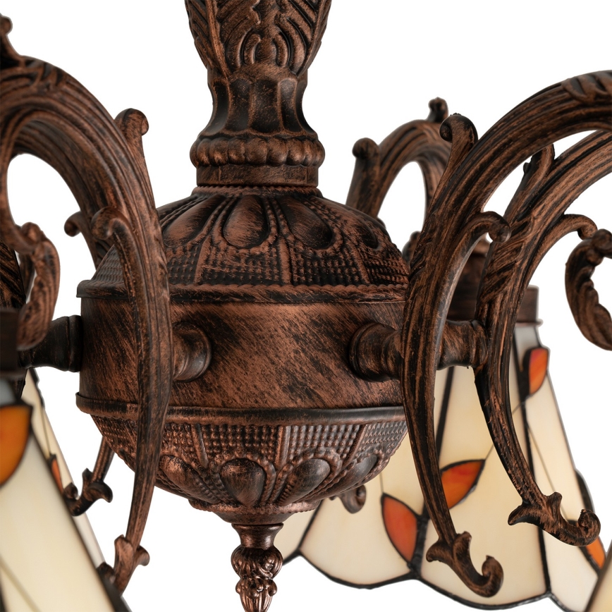 Brilagi - Φωτιστικό οροφής Tiffany με βιτρώ FOLIA, 6xE27/60W/230V, διάμ. 60 εκ.