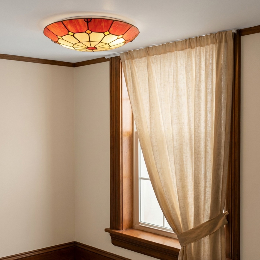Brilagi - Φωτιστικό οροφής Tiffany με βιτρώ SIENNA 2xE27/60W/230V Ø 40 cm