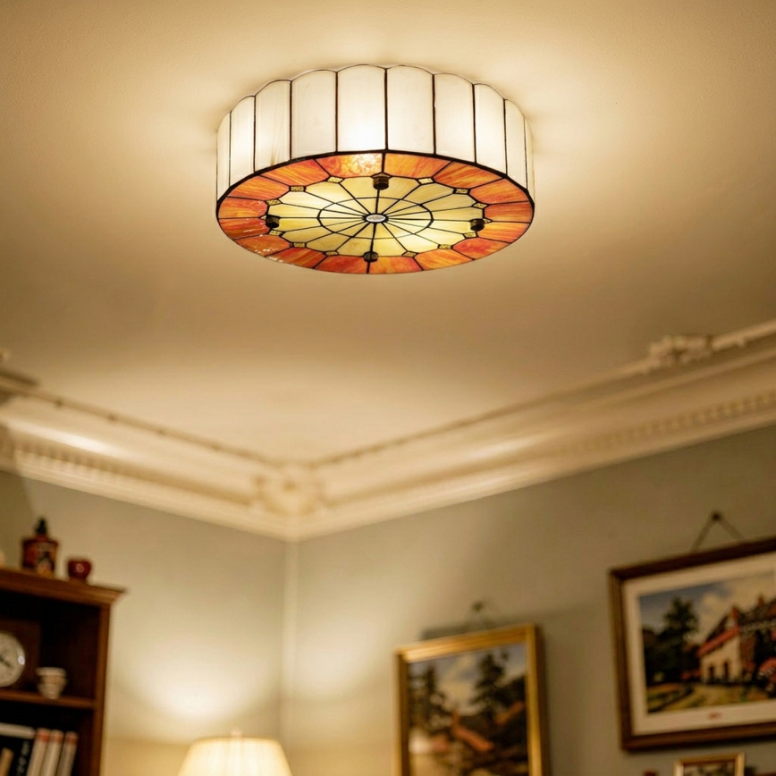 Brilagi - Φωτιστικό οροφής Tiffany με βιτρώ SIENNA 3xE27/60W/230V διάμ. 40 cm