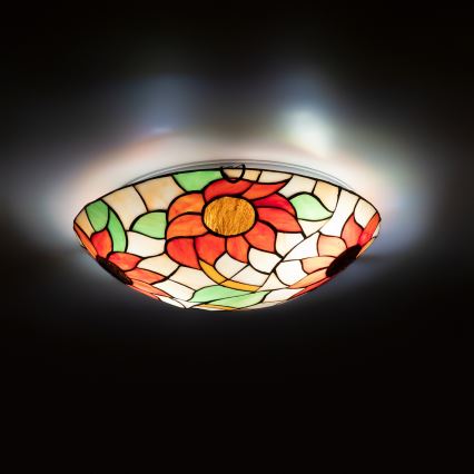 Brilagi - Φωτιστικό οροφής Tiffany με βιτρώ SUNFLOWER 2xE27/60W/230V Ø 40 cm