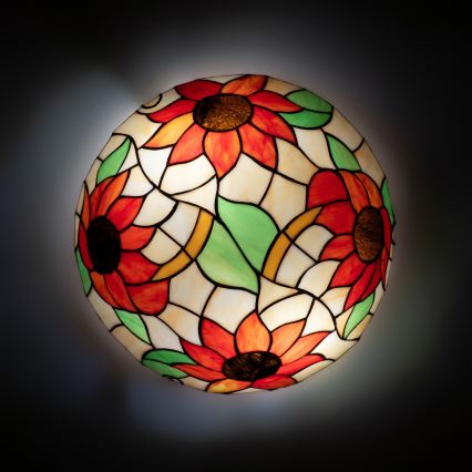 Brilagi - Φωτιστικό οροφής Tiffany με βιτρώ SUNFLOWER 2xE27/60W/230V Ø 40 cm