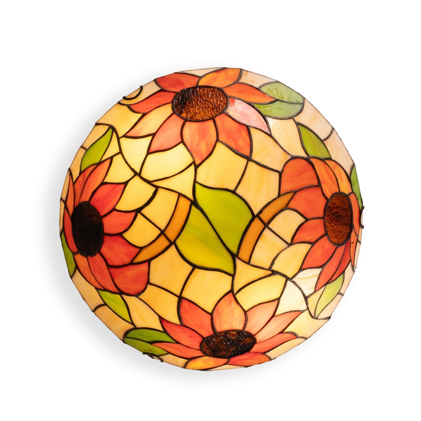 Brilagi - Φωτιστικό οροφής Tiffany με βιτρώ SUNFLOWER 2xE27/60W/230V Ø 40 cm