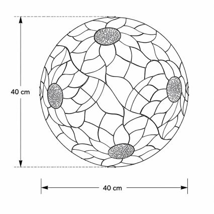 Brilagi - Φωτιστικό οροφής Tiffany με βιτρώ SUNFLOWER 2xE27/60W/230V Ø 40 cm