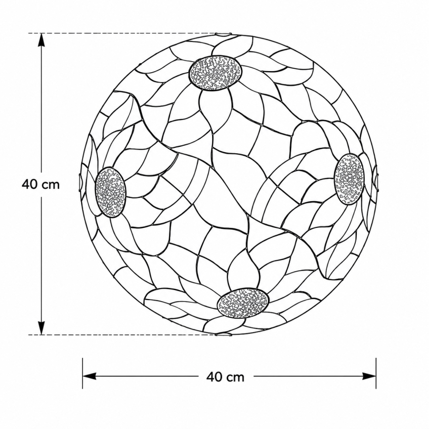 Brilagi - Φωτιστικό οροφής Tiffany με βιτρώ SUNFLOWER 2xE27/60W/230V Ø 40 cm