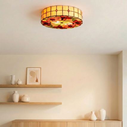 Brilagi - Φωτιστικό οροφής Tiffany με βιτρώ SUNFLOWER 3xE27/60W/230V διάμ. 40 εκ.