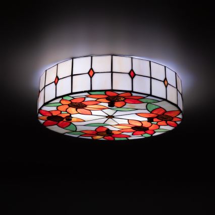 Brilagi - Φωτιστικό οροφής Tiffany με βιτρώ SUNFLOWER 3xE27/60W/230V διάμ. 40 εκ.