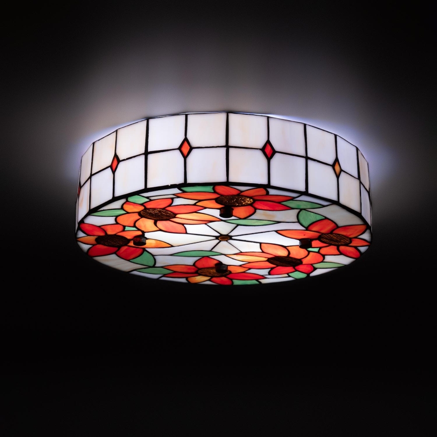 Brilagi - Φωτιστικό οροφής Tiffany με βιτρώ SUNFLOWER 3xE27/60W/230V διάμ. 40 εκ.