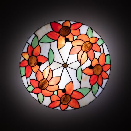 Brilagi - Φωτιστικό οροφής Tiffany με βιτρώ SUNFLOWER 3xE27/60W/230V διάμ. 40 εκ.