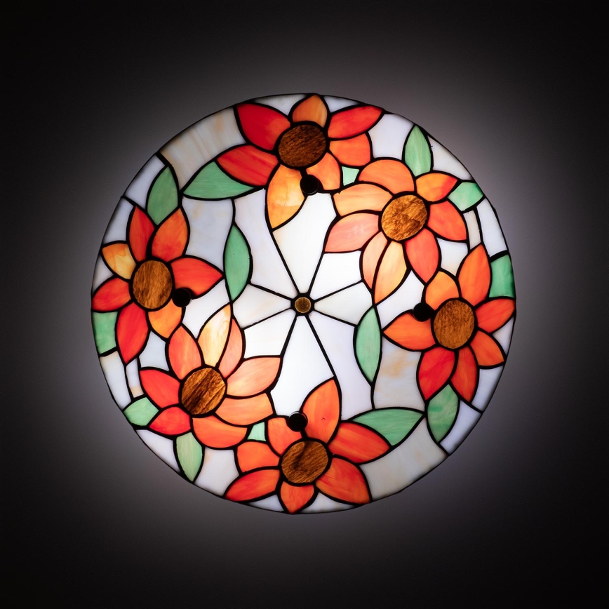 Brilagi - Φωτιστικό οροφής Tiffany με βιτρώ SUNFLOWER 3xE27/60W/230V διάμ. 40 εκ.
