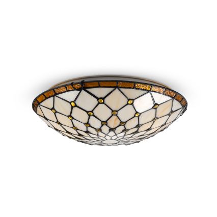 Brilagi - Φωτιστικό οροφής Tiffany με βιτρώ, εκρού, 2xE27/60W/230V, Ø 40 cm